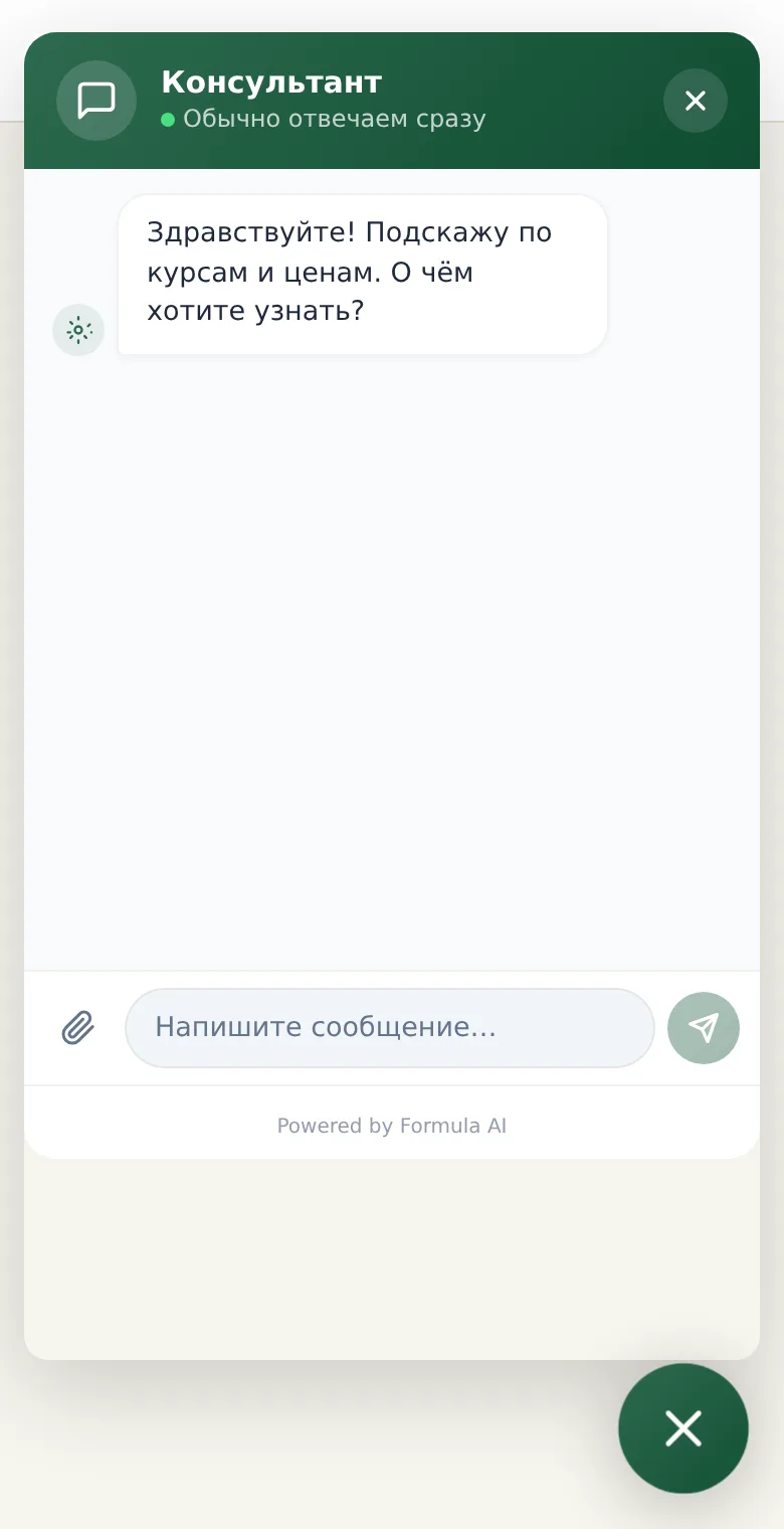 Открытый виджет на телефоне: окно на всю ширину экрана